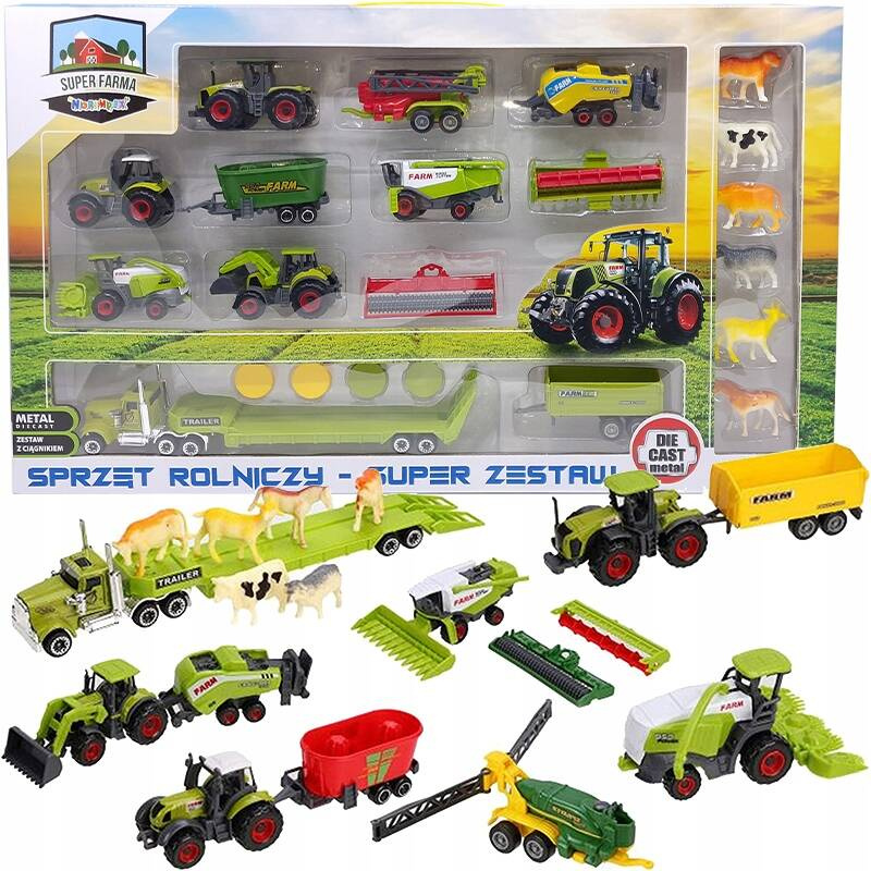 Duży Zestaw POJAZDÓW ROLNICZYCH Traktor Ciągnik Farmer 3+ Norimpex_1