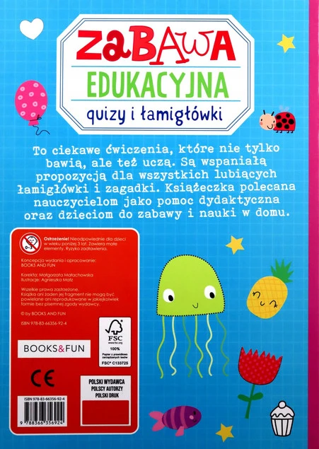 Zabawa Edukacyjna QUIZY I ŁAMIGŁÓWKI Z Naklejkami 3+ BooksAndFun_3