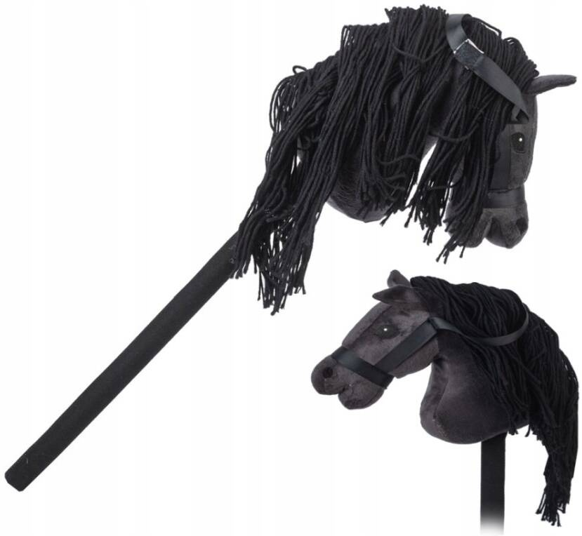 GŁOWA KONIA HOBBY HORSE KOŃ KONIK NA KIJU PLUSZOWY Z GRZYWĄ_1
