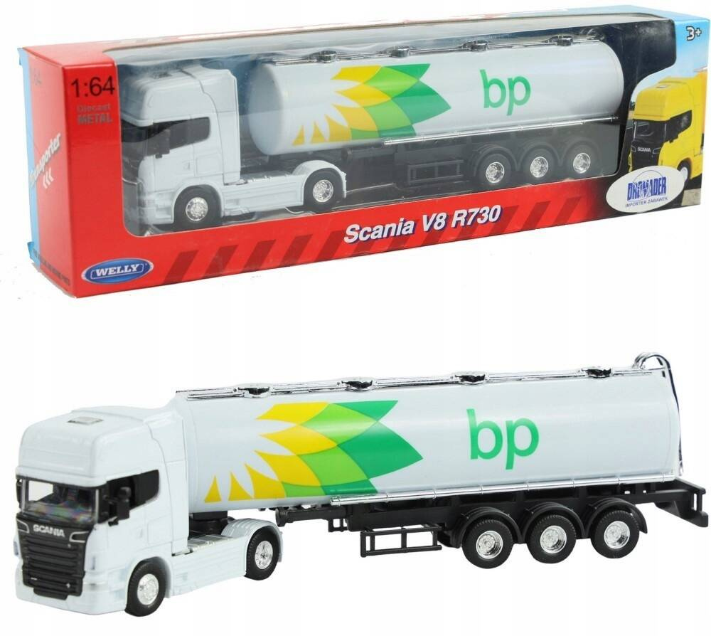 Metalowy Model TIR SCANIA Welly Truck Scania V8 Cysterna 1:64 3+ Dromader_1