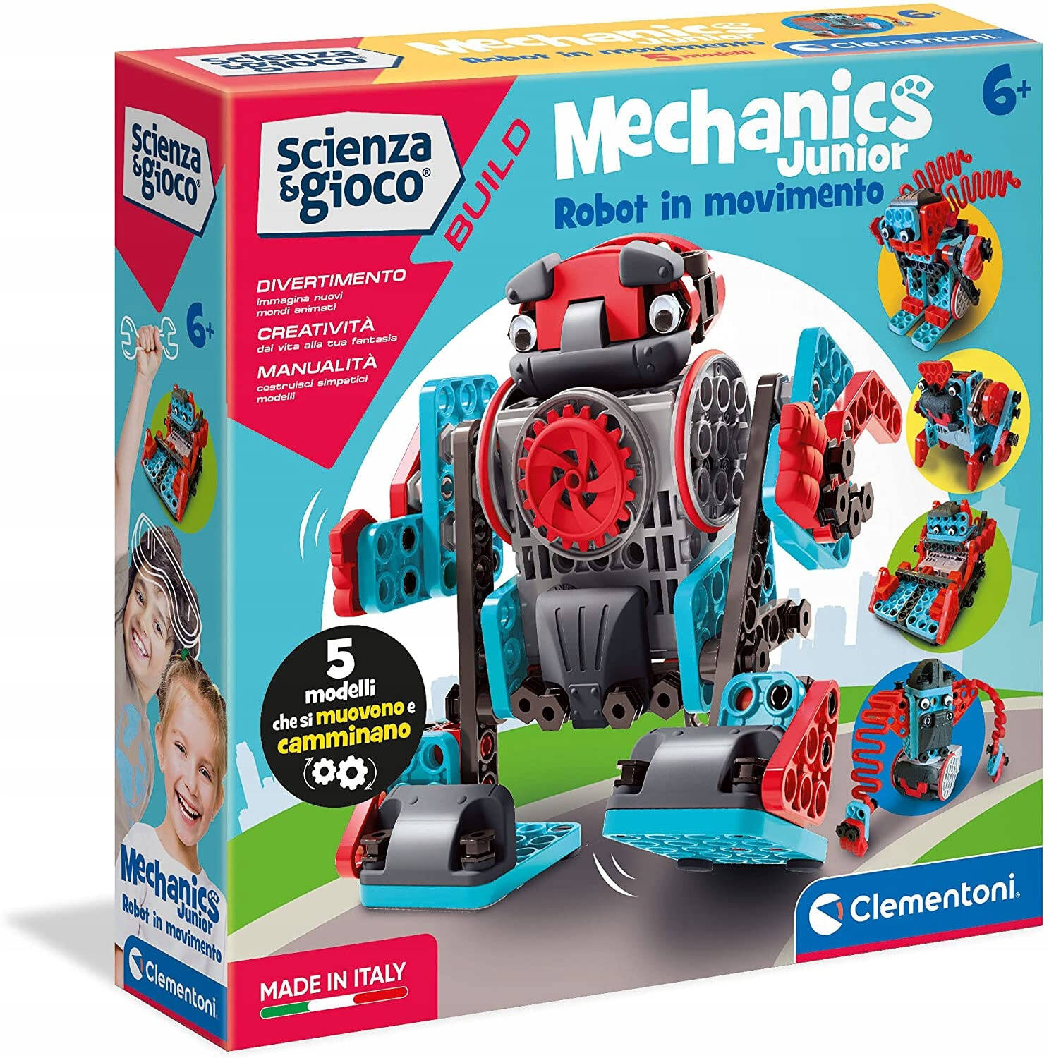 Mechanika Junior ROBOT Zestaw 5w1 Chodzą i Poruszą Się 6+ Clementoni 50719_6