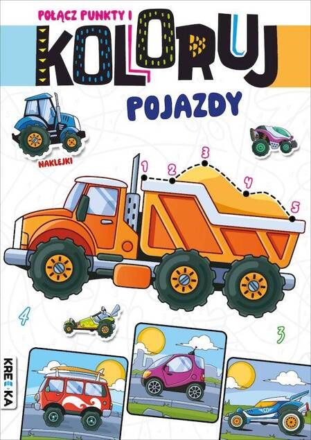 Kolorowanka Połącz Punkty i Koloruj POJAZDY Malowanka Books&Fun_1