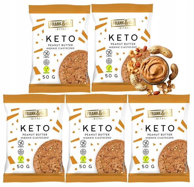 Frank & Oli Ciastko Miękkie Keto Masło Orzechowe zestaw 5 sztuk