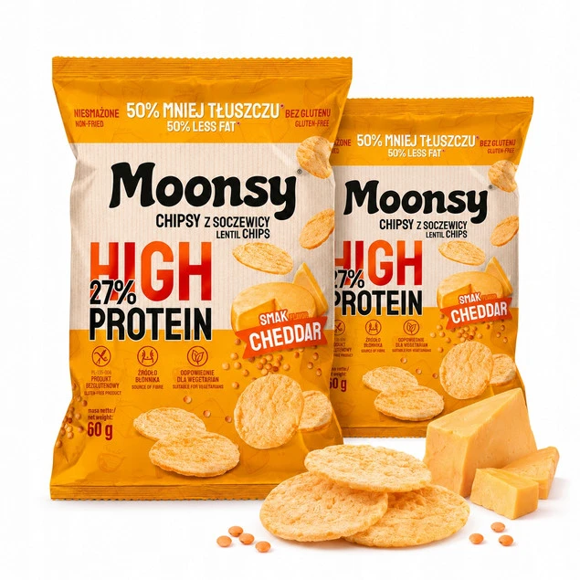 Moonsy Chipsy soczewicowe Cheddar 60 g x2