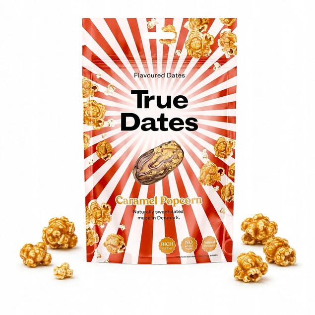 True Dates daktyle o smaku Caramel Popcorn 100g wegańskie