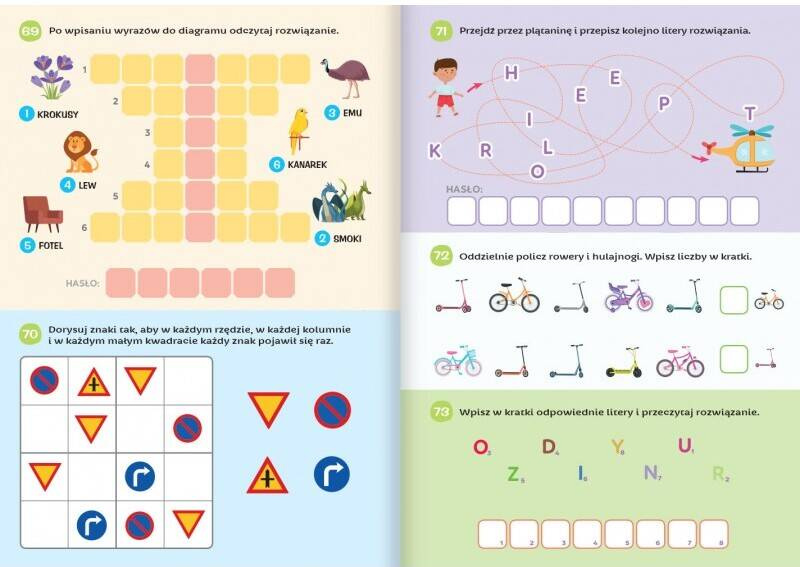 Łamigłówki Dla Przedszkolaków 100 Ciekawych ZADAŃ Ćwiczenia Krzyżówki 6+_3
