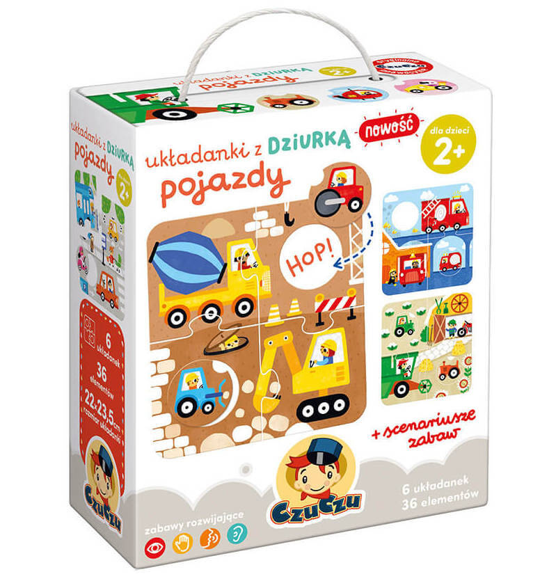 Puzzle Z Dziurką Edukacyjna Układanka Pojazdy 36el. 2+ CzuCzu_1