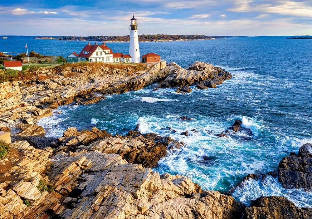 Puzzle 500 Układanka Wschód Słońca MORZE Cape Elizabeth Widok US Castorland_1