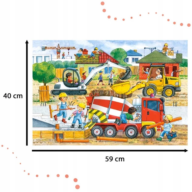 Puzzle MAXI 40 Układanka Auta PLAC BUDOWY Koparka Spychacz 4+ Castorland_4