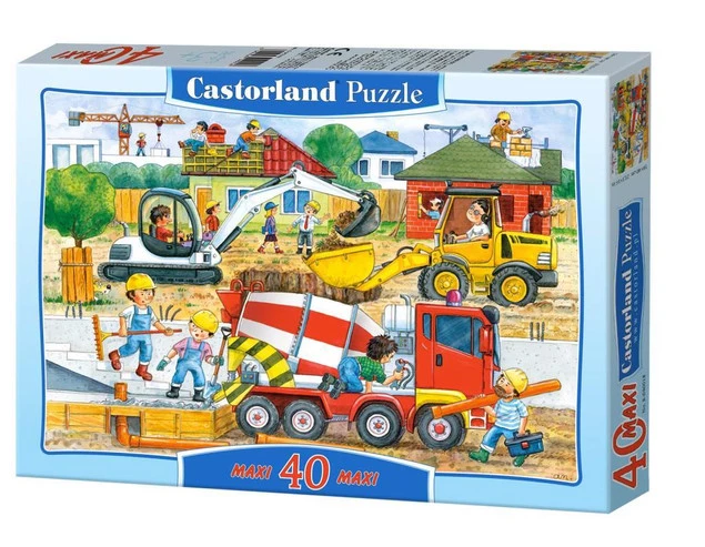 Puzzle MAXI 40 Układanka Auta PLAC BUDOWY Koparka Spychacz 4+ Castorland_5