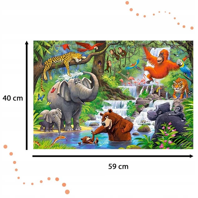 Puzzle 40 Maxi Układanka Dżungla ZWIERZĘTA Małpa Słoń Tygrys 4+ Castorland_3