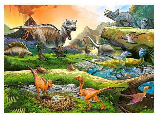 Puzzle 100 Układanka Gady DINOZAURY Dinozaur Krajobraz 6+Castorland_1