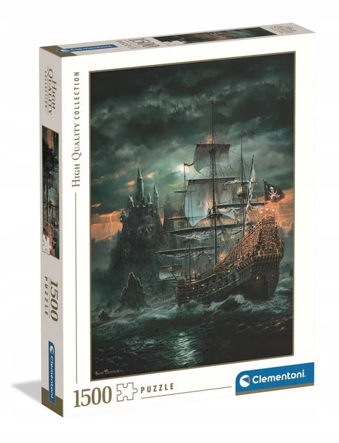 Puzzle HQ 1500 Układanka Piraci STATEK PIRACKI Burza Sztorm 14+ Clementoni_2