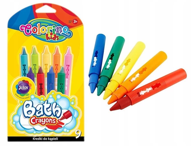 Kredki Do Kąpieli Dla Dzieci Zmywalne Do Wanny 9 Kolorów Colorino_1