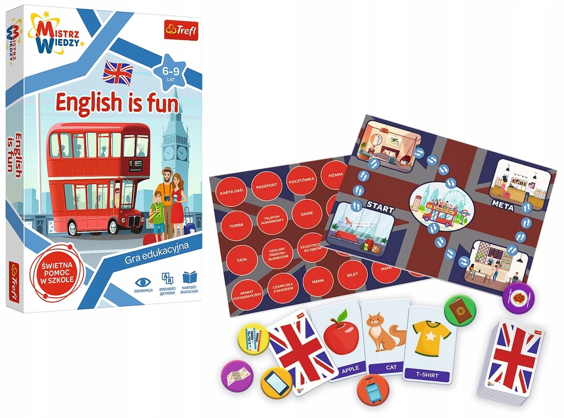 Gra Edukacyjna ANGIELSKI English Is Fun Mistrz Wiedzy 6+ Trefl_1