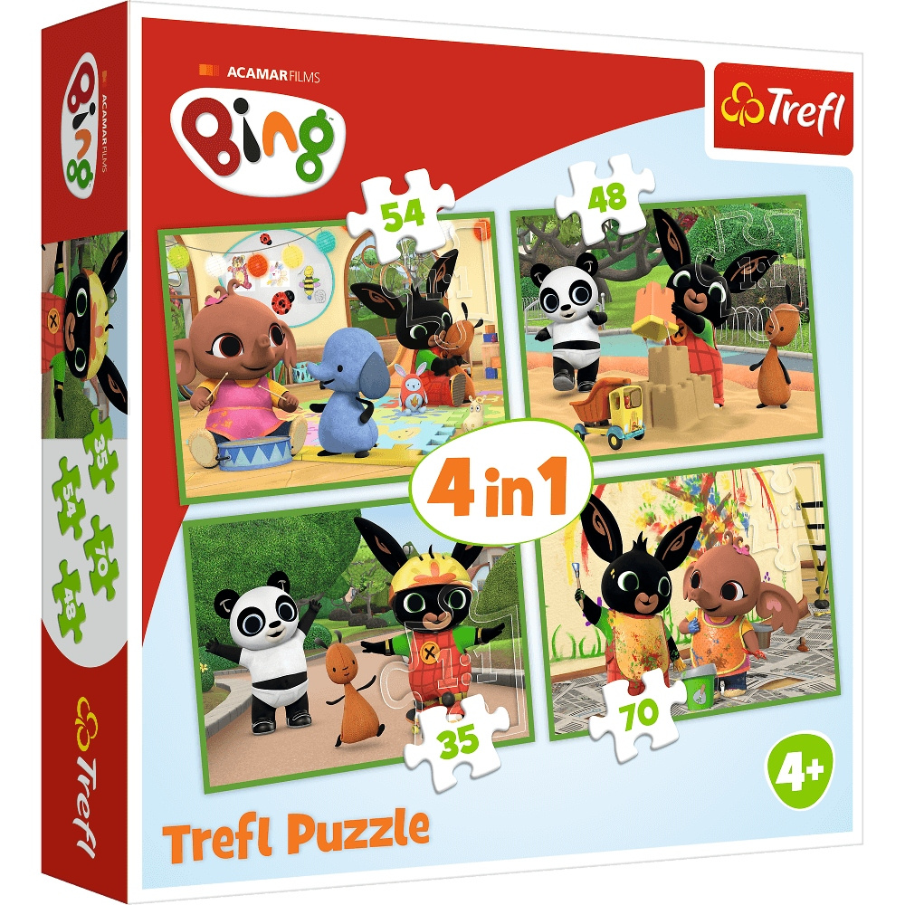 Puzzle 4w1 Układanka Bajka BING Wesoły Dzień Króliczek 3+ Trefl 34357_1