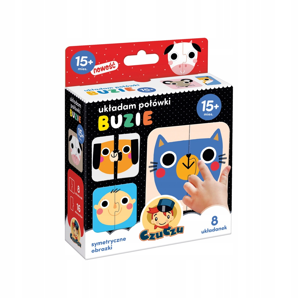Puzzle Układam Połówki Buzie Układanka Edukacyjna 16el. 15M+ CzuCzu_7