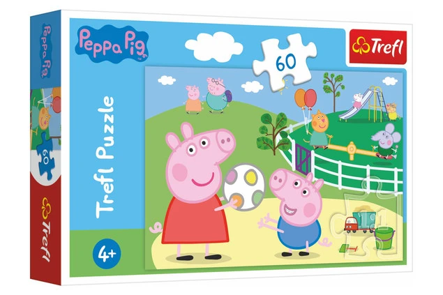 PUZZLE 60 UKŁADANKA ŚWINKA PEPPA PEPA PIG EMILY GEORG CANDY PEDRO 4+ TREFL_2