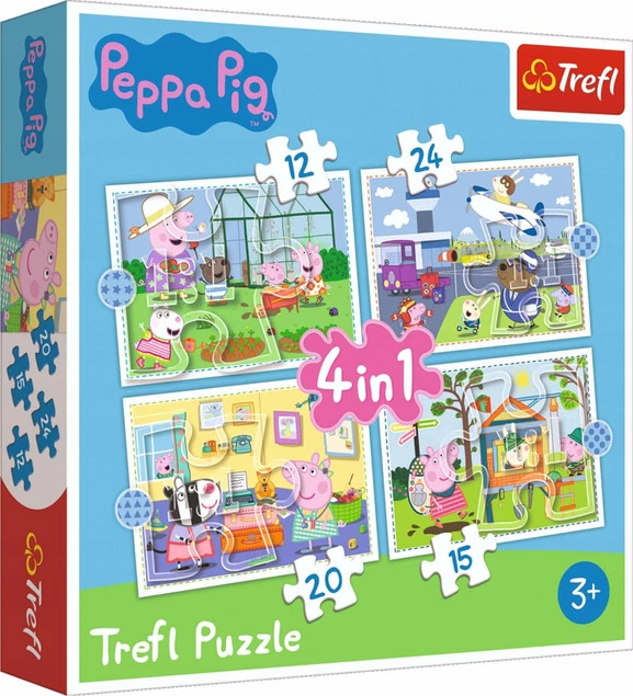 Puzzle 4w1 Układanka Dla Dzieci Świnka Peppa 3+ Peppa Pig Trefl 34359_1
