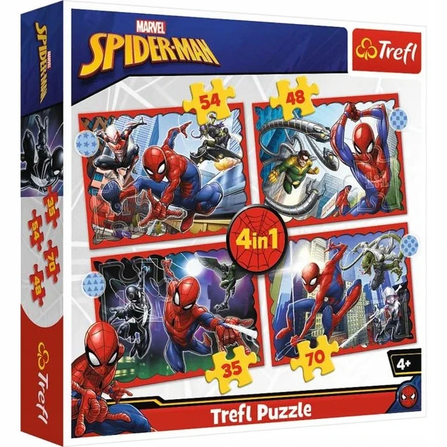 Puzzle 4w1 Układanka Marvel SPIDERMAN Bohater 4+ Trefl 34384_1