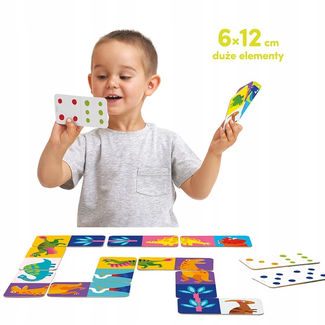 DINOZAURY Domino Gra Dla Dzieci Układanka 2+ CzuCzu_3