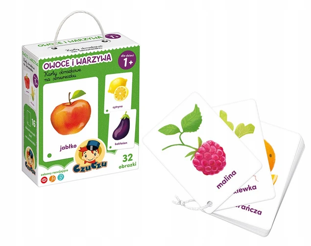 Karty Obrazkowe Owoce i Warzywa Edukacyjne Na Sznureczku 1+ CzuCzu_1