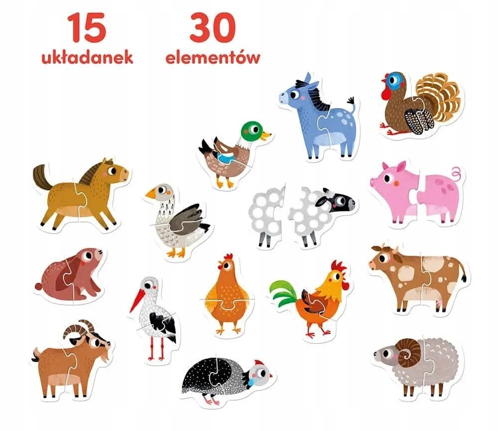 Puzzle Do Pary Zwierzątka Na Wsi 30el. 18M+ CzuCzu_2