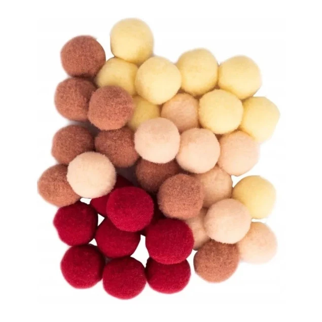 Pompony Dekoracyjne 2cm Wełniane Kłębuszki OGNISTA LAWA Scrapbooking Astra_2