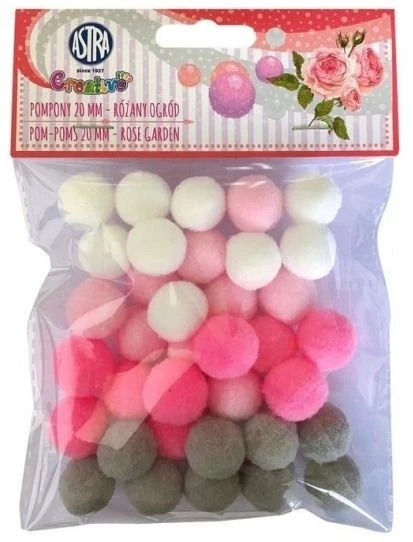 Pompony Dekoracyjne 20mm Wełniane Kłębuszki RÓŻANY OGRÓD Scrapbooking Astra_1