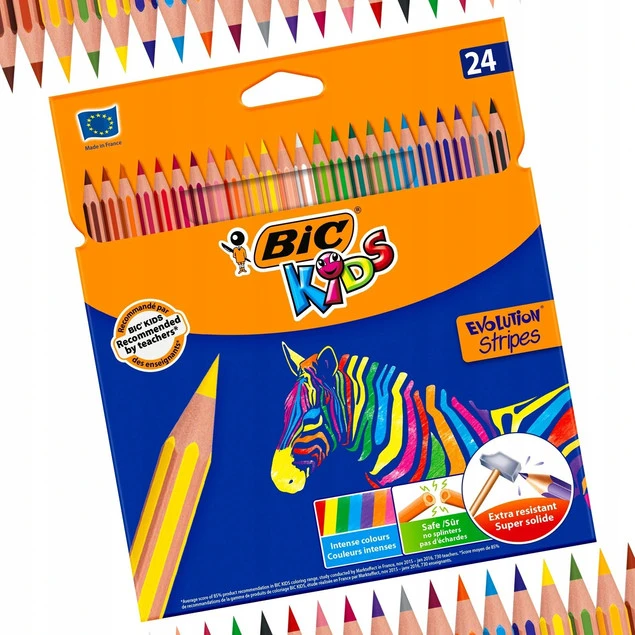 Kredki szkolne niełamliwe 24 kolory BIC Evolution_4