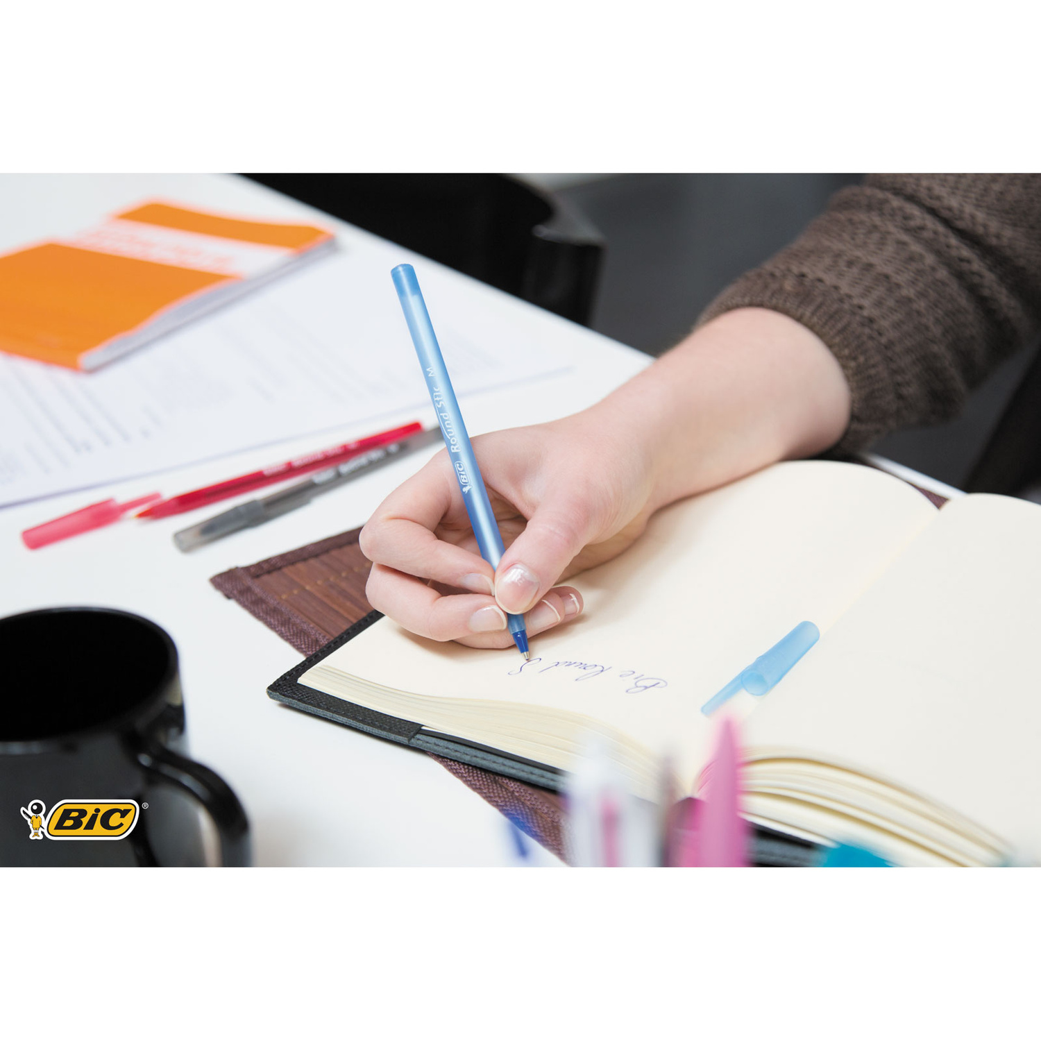 BIC Długopis Round Stick Szkolny Biurowy 1,0 mm NIEBIESKI_5