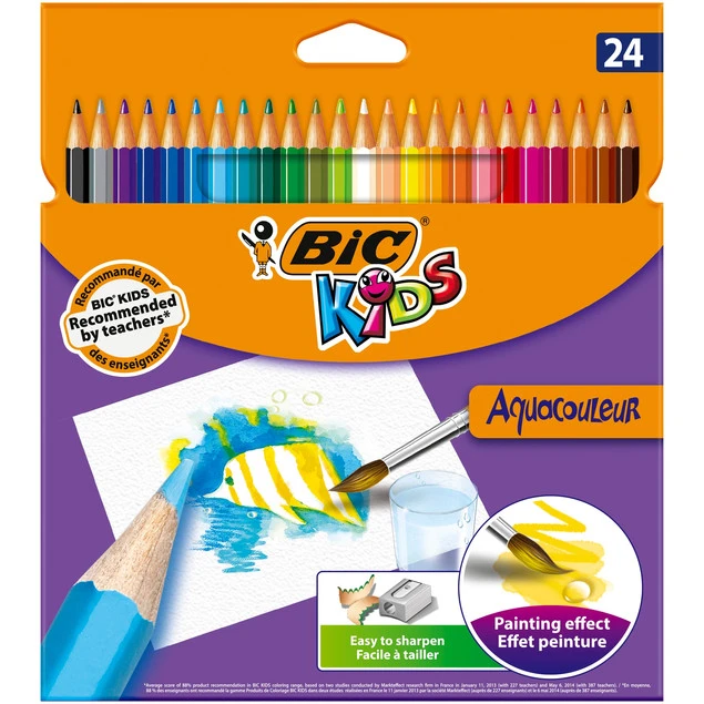 Kredki akwarelowe BIC Aquacouleur w zestawie 24 kolorów