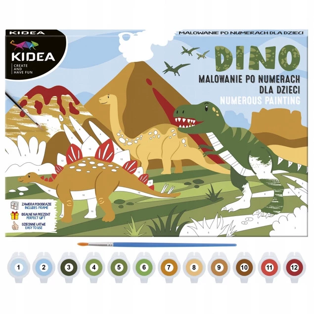 Malowanie Po Numerach DINOZAURY Dla Dzieci Kidea_1