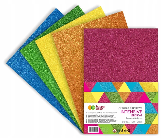 Pianka Brokatowa Arkusze Piankowe A4 KOLOROWA 5 Arkuszy Happy Color_1