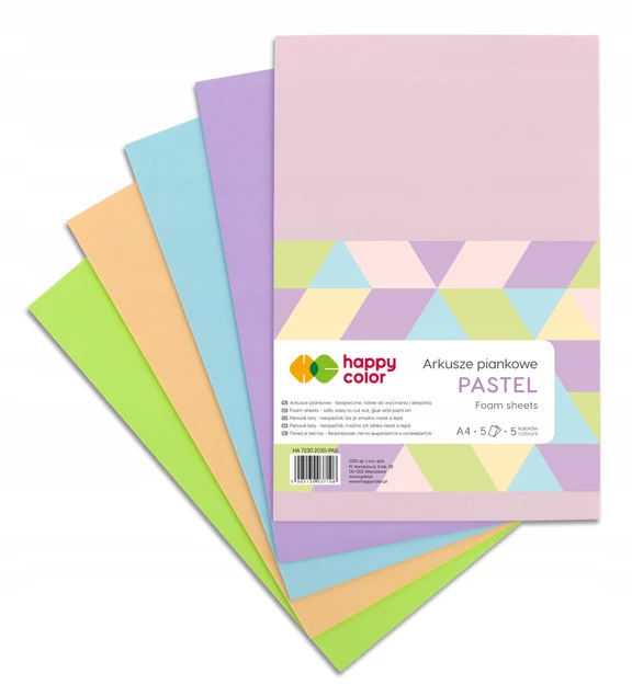 Arkusze Piankowe A4 5 Kolorów PASTEL Pastelowe Happy Color_1