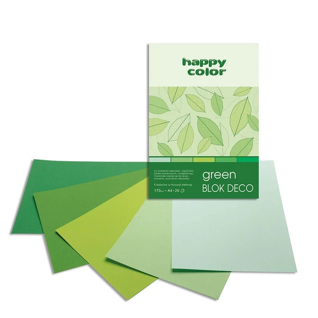 Blok A4 20k ZIELONY Odcienie Deco Green 170g HAPPY COLOR_2