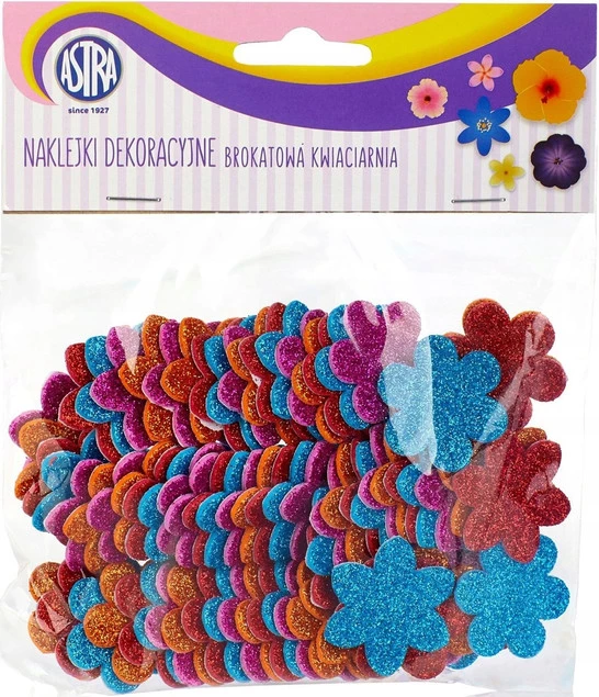 Naklejki Dekoracyjne Piankowe KWIATY Brokatowe Do Ozdabiania Astra_1