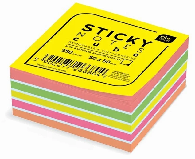 Karteczki samoprzylepne notes 250 karteczek bloczek 50x50 Interdruk_1