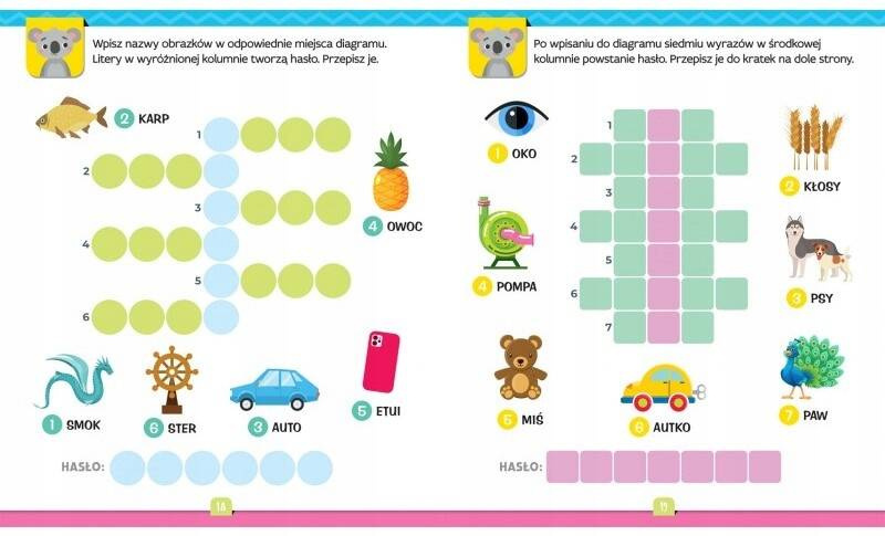 Krzyżówki Obrazkowe Dla Dzieci Z Koalą Wpisuję Rozwiązuję 6+ Aksjomat 3866_2