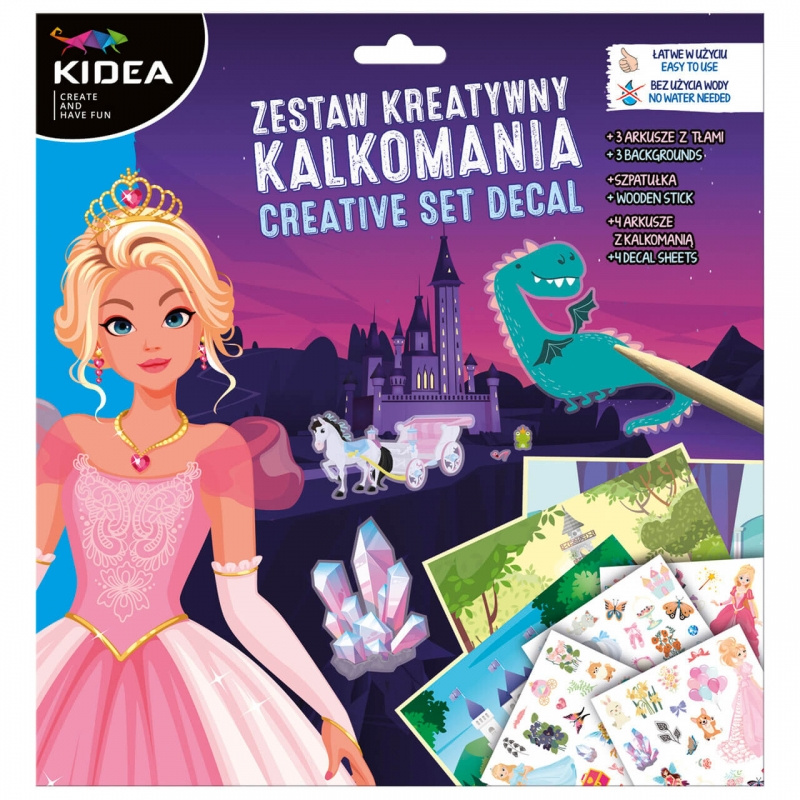 Zestaw Kreatywny Kalkomania KSIĘŻNICZKI Dla Dzieci 3+ Kidea_5