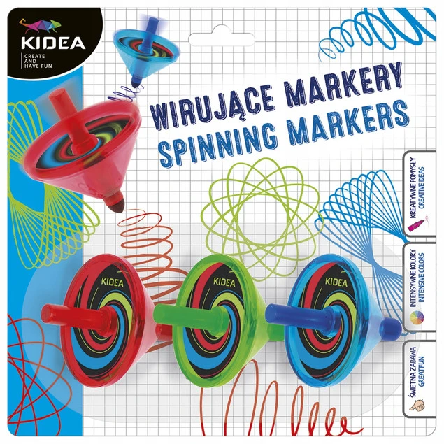 Wirujące Flamastry Markery 3 Kolory Bączki Szkolne Kidea_6