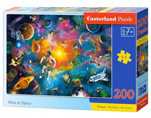 Puzzle 200 Układanka Astronauta KOSMOS Człowiek Kolory Planety 7+ Castor_1