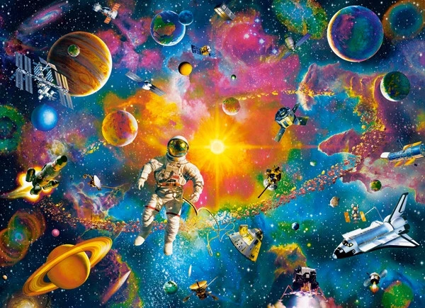Puzzle 200 Układanka Astronauta KOSMOS Człowiek Kolory Planety 7+ Castor_2