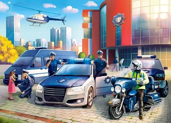 Puzzle 120 Układanka Auta POLICJA Motocykl Auto Pojazd Władza 6+ Castorland_1