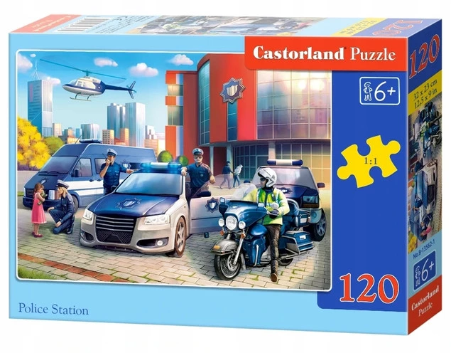 Puzzle 120 Układanka Auta POLICJA Motocykl Auto Pojazd Władza 6+ Castorland_2