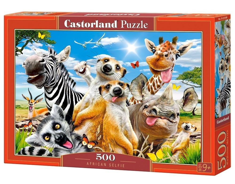 Puzzle 500 Układanka Safari Afryka ZWIERZĘTA Zebra Selfie 9+ Castorland_2