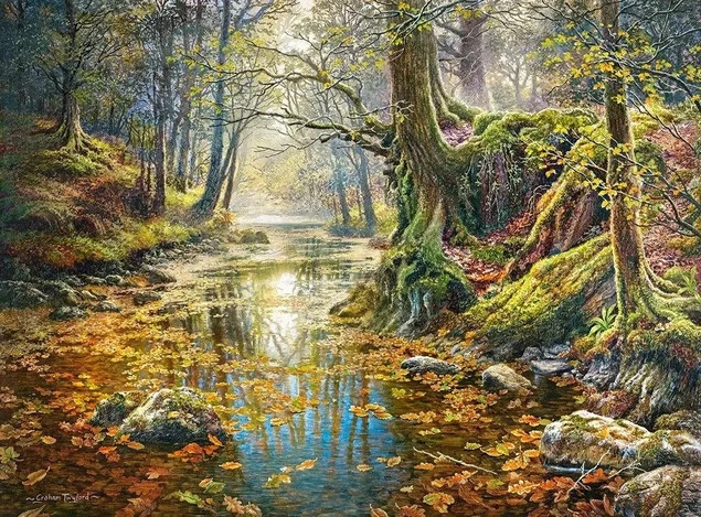 Puzzle 2000 Układanka Las JESIEŃ Drzewa Natura Rzeka Widok 9+ Castorland_2