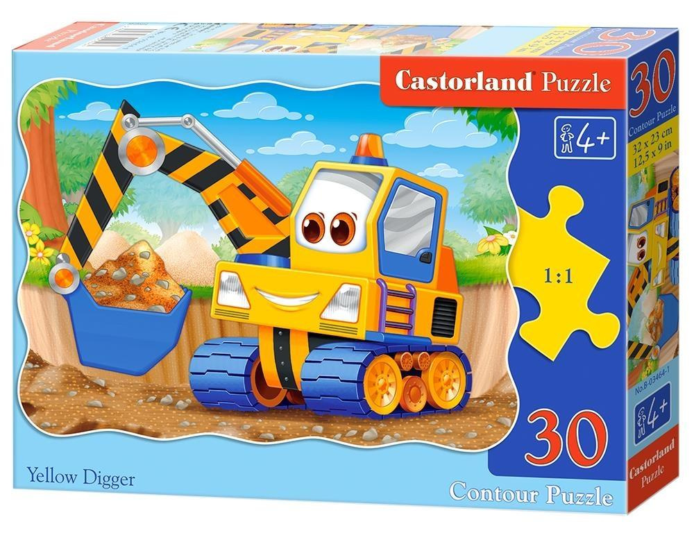 Puzzle 30 Układanka Auto Żółta KOPARKA Autko Pojazd Budowlany 4+ Castorland_2