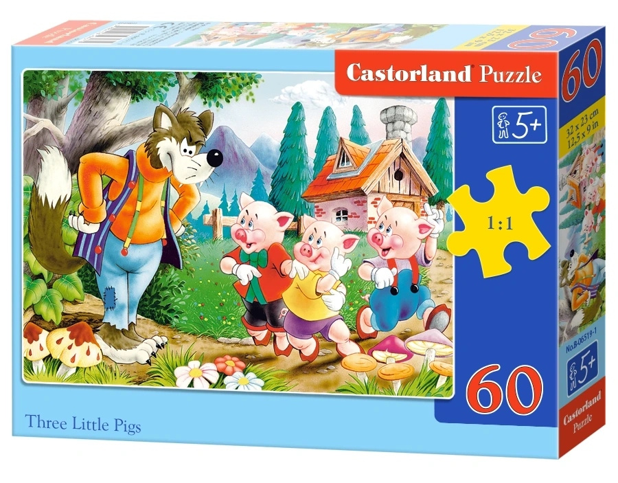 Puzzle 60 Układanka Bajka TRZY ŚWINKI Wilk Castorland_2