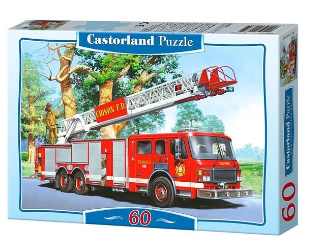 Puzzle 60 Układanka Dla Dzieci WÓZ STRAŻACKI Straż Pożarna Pojazd 5+ Castor_2